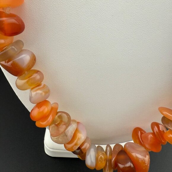 Carnelian‎ Chunky Beaded Necklace Polished Semiprecious Gemstone Orange Gradient - Picture 2 of 8